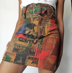 Patchwork leather mini skirt